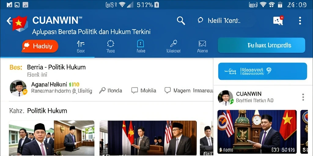 Antarmuka CUANWIN menampilkan berita Politik dan Hukum yang terbaru.