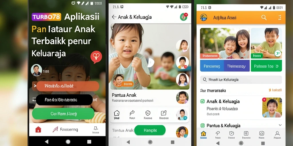 Tampilan antarmuka TURBO78 yang sederhana dan intuitif untuk memantau anak.