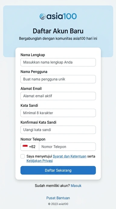 Cara Mudah Buat Akun Baru Asia100 di Android